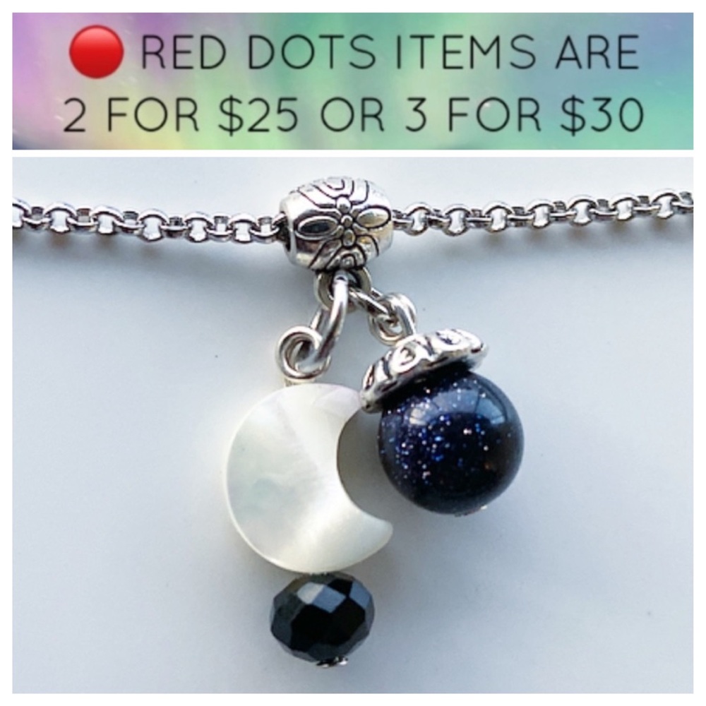 🔴SALE Mother of pearl moon & midnight goldstone